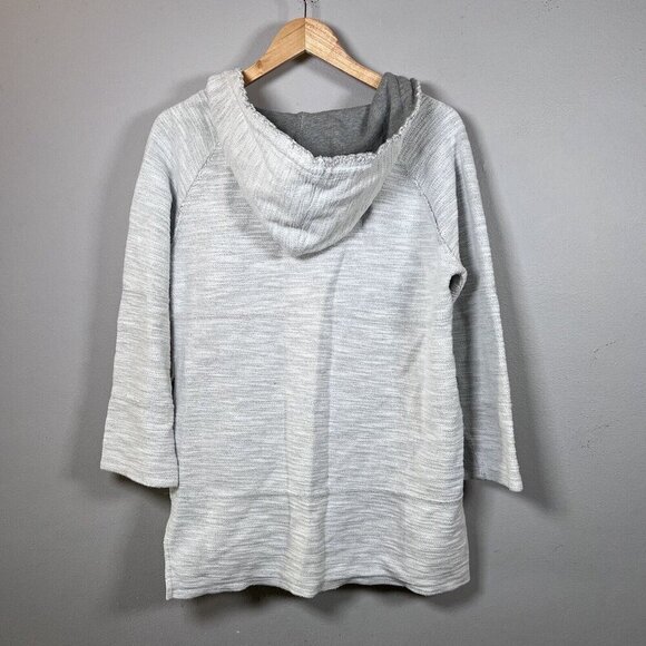 Soft Surroundings My Weekend Hoodie Light Gray Long Sleeve Cotton Women's Size L - Picture 4 of 8